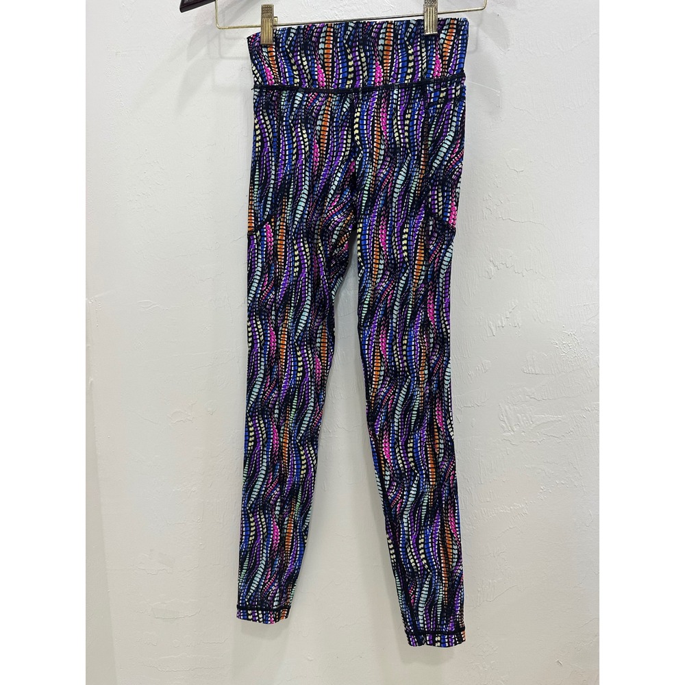 T31 Elena Carne Leggings Womens XS Multi Color Mosaic Print Good Side Pockets